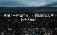 热闹之外还有门道，51爆料网这次反转令人惊叹