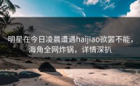 明星在今日凌晨遭遇haijiao欲罢不能，海角全网炸锅，详情深扒